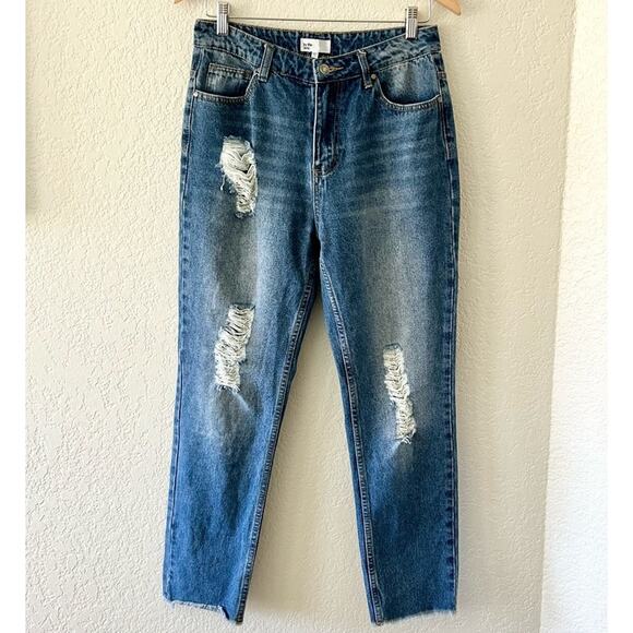 Revolve By The Way Sasha Distressed Mid Wash Denim Jeans Size 26 - Picture 2 of 7